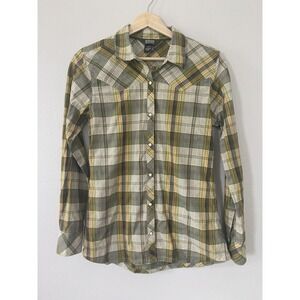 Outdoor Research Jolene Pearl Snap Front Button Shirt Womens Small Green‎ Plaid